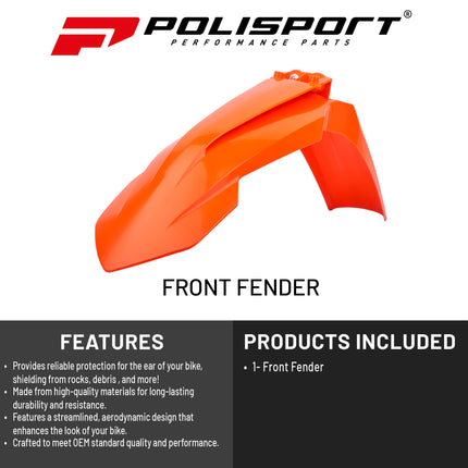 Polisport Motocross (MX) Front Fender for KTM SX/SX-F/XC-F SX 250 XC 125 XC 250/300 XC-W EXC/EXC-F/XC/XCF-W (2016-23) Dirt Bike