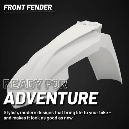 Polisport Motocross (MX) Front Fender for KTM SX/SX-F/XC-F SX 250 XC 125 XC 250/300 XC-W EXC/EXC-F/XC/XCF-W (2016-23) Dirt Bike - OEM Quality, Durable, Flexible & Perfect Fit - White