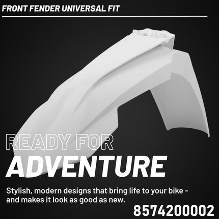 Polisport Motocross (MX) Front Fender for KTM SX/SX-F/XC-F SX 250 XC 125 XC 250/300 XC-W EXC/EXC-F/XC/XCF-W (2016-23) Dirt Bike - OEM Quality, Durable, Flexible & Perfect Fit - White