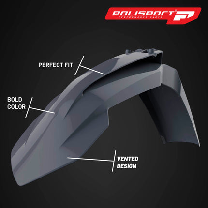 Polisport Motocross (MX) Front Fender for KTM SX/SXF/XCF (2016-22) Dirt Bike - OEM Quality, Durable, Flexible & Perfect Fit - Nardo Grey