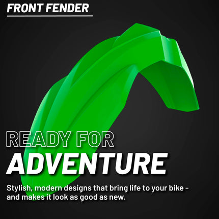 Polisport Motocross (MX) Front Fender for Kawasaki KX 250F/450F (2016-24) Dirt Bike - OEM Quality, Durable, Flexible & Perfect Fit - Green