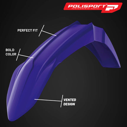 Polisport Motocross (MX) Front Fender for Yamaha YZ 125/250/450 WR250/450 (2022-26) Dirt Bike - OEM Quality, Durable, Flexible & Perfect Fit - Blue