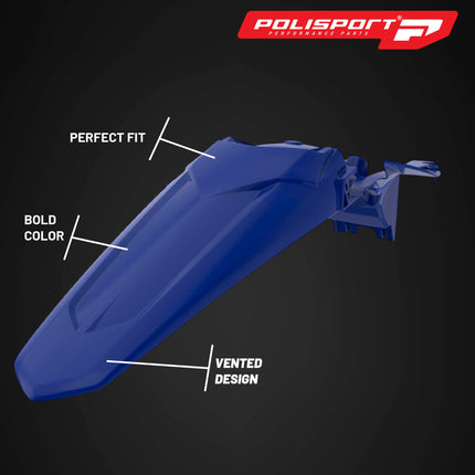 Polisport Motocross (MX) Rear Fender for Yamaha YZ 250F/450F (2018-23) Dirt Bike - OEM Quality, Durable, Flexible & Perfect Fit - Blue