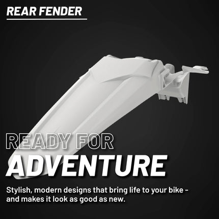 Polisport Motocross (MX) Rear Fender for Yamaha YZ 250F/450F (2018-23) Dirt Bike - OEM Quality, Durable, Flexible & Perfect Fit - White