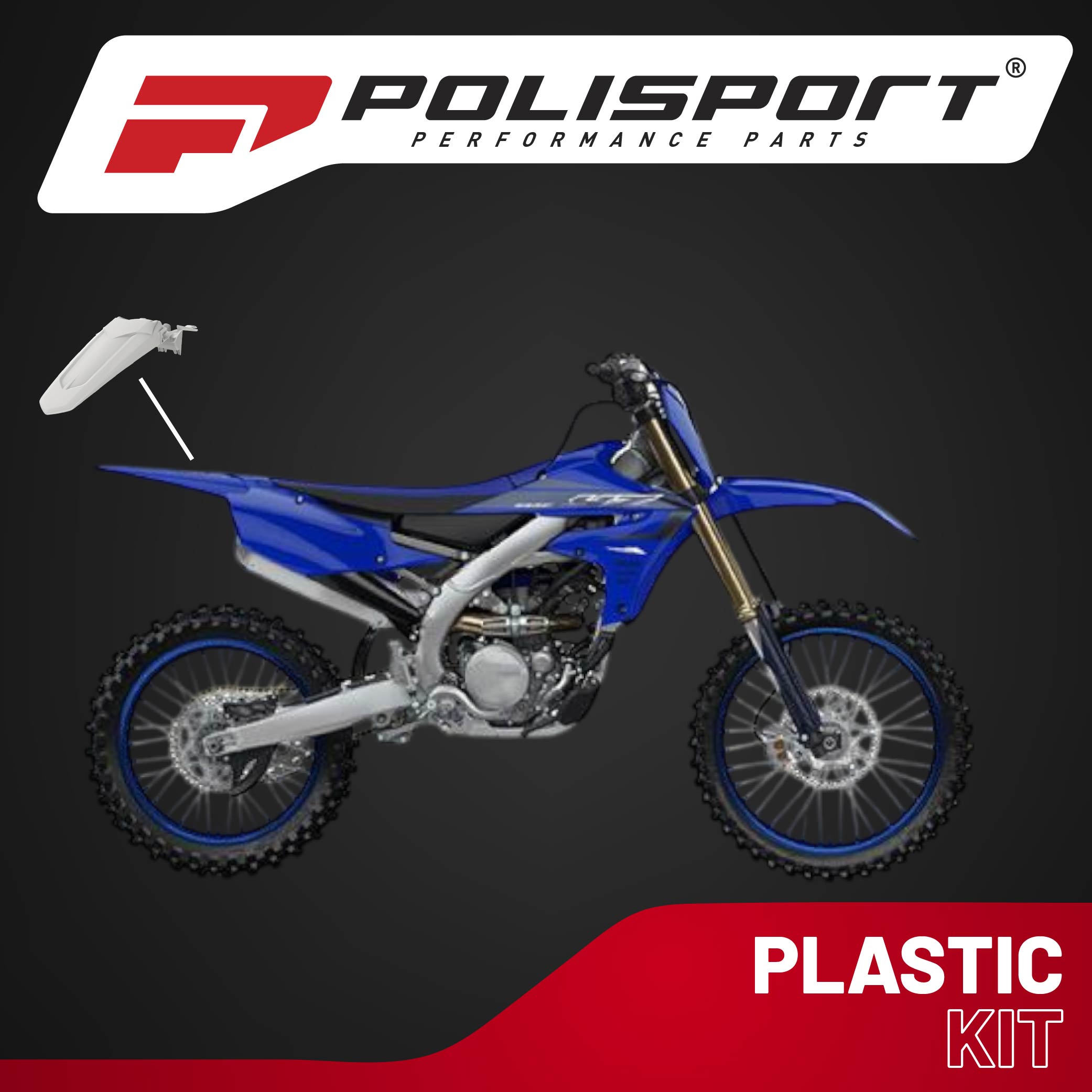 Polisport Motocross (MX) Rear Fender for Yamaha YZ 250F/450F (2018-23) Dirt Bike