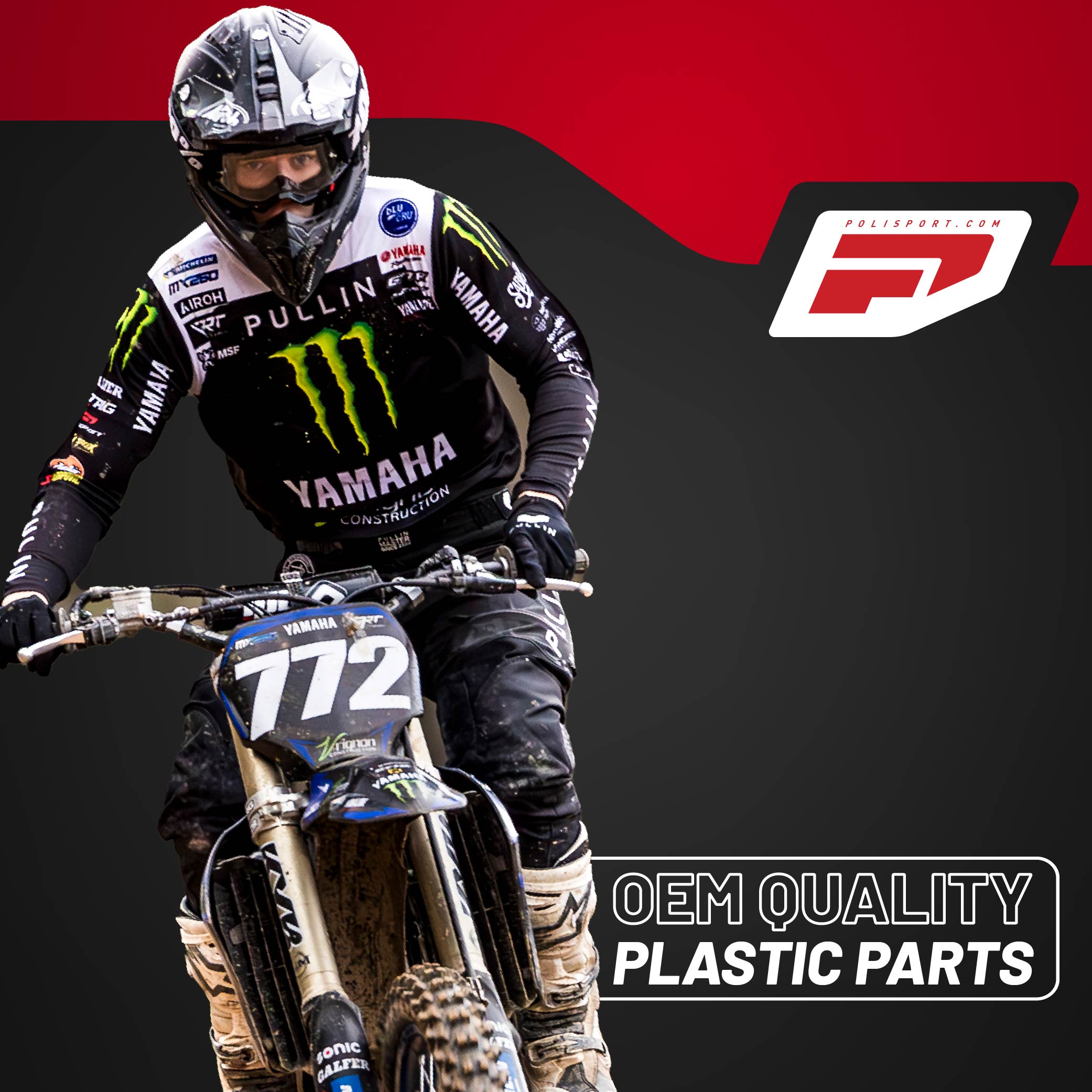 Polisport Motocross (MX) Rear Fender for Yamaha YZ 250F/450F (2018-23) Dirt Bike