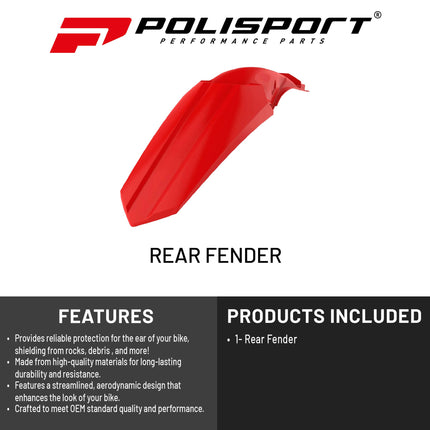 Polisport Motocross (MX) Restyle Rear Fender for Honda CR125R/250R (2002-07) Dirt Bike - OEM Quality, Durable, Flexible & Perfect Fit - Red