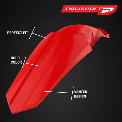 Polisport Motocross (MX) Restyle Rear Fender for Honda CR125R/250R (2002-07) Dirt Bike - OEM Quality, Durable, Flexible & Perfect Fit - Red