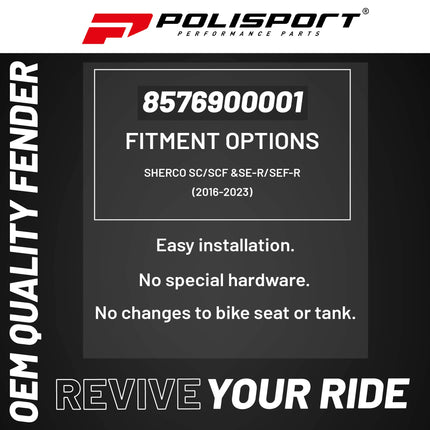 Polisport Motocross (MX) Front Fender for Sherco SC/SCF &SE-R/SEF-R (2016-23) Dirt Bike - OEM Quality, Durable, Flexible & Perfect Fit - Blue
