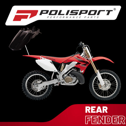 Polisport Motocross (MX) Rear Fender for Honda CRF 250R/450R (2013-17) Dirt Bike - OEM Quality, Durable, Flexible & Perfect Fit - Black