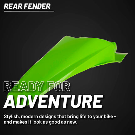 Polisport Motocross (MX) Rear Fender for Kawasaki KX 85/100/112 (2014-24) Dirt Bike - OEM Quality, Durable, Flexible & Perfect Fit - Green