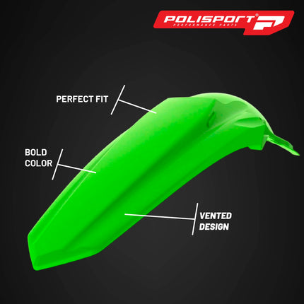 Polisport Motocross (MX) Restyle Rear Fender for Kawasaki KX125 & KX250 (1999-07) Dirt Bike - OEM Quality, Durable, Flexible & Perfect Fit - Green