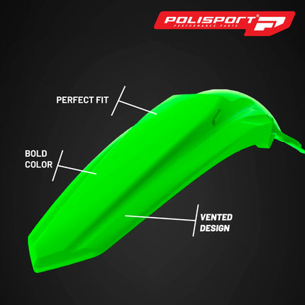 Polisport Motocross (MX) Restyle Rear Fender for Kawasaki KX125 & KX250 (2003-07) Dirt Bike - OEM Quality, Durable, Flexible & Perfect Fit - White