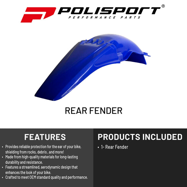 Polisport Motocross (MX) Rear Fender for Yamaha YZ125 YZ426F YZ250 YZ400F (1996-2002) Dirt Bike - OEM Quality, Durable, Flexible & Perfect Fit - Blue