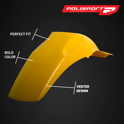 Polisport Motocross (MX) Rear Fender for Suzuki RM 125/250 (1996-00) Dirt Bike - OEM Quality, Durable, Flexible & Perfect Fit - Yellow