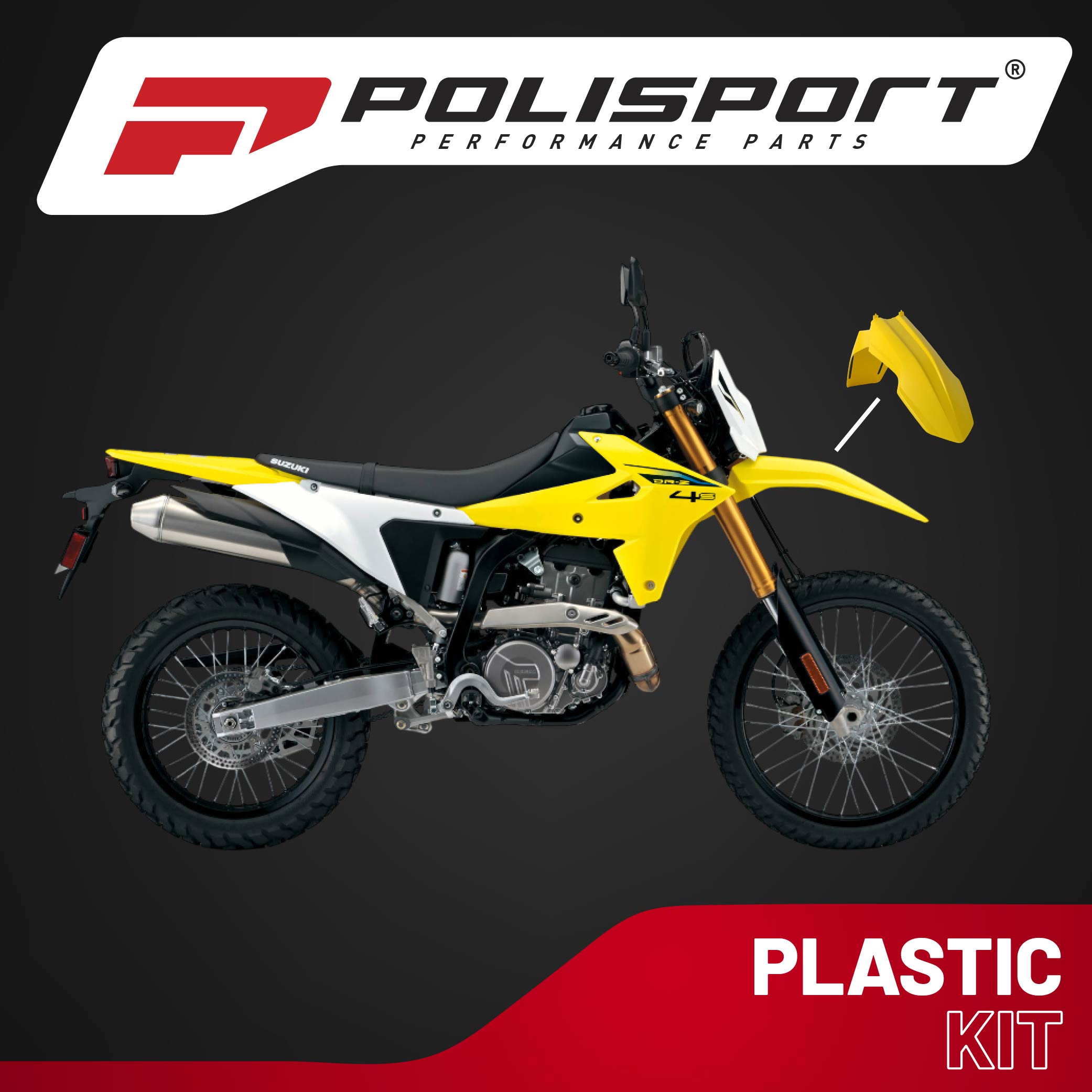 Polisport Motocross (MX) Restyle Front Fender for Suzuki DR-Z400E (2000-24) Dirt Bike