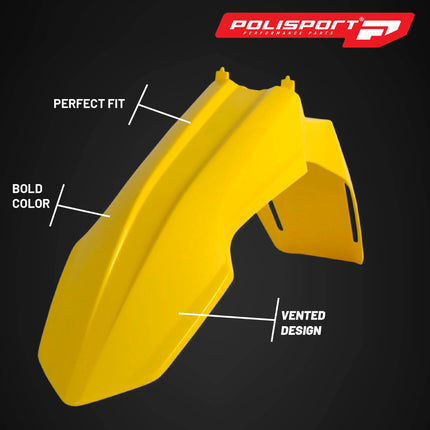 Polisport Motocross (MX) Restyle Front Fender for Suzuki DR-Z400E (2000-24) Dirt Bike - OEM Quality, Durable, Flexible & Perfect Fit - Yellow
