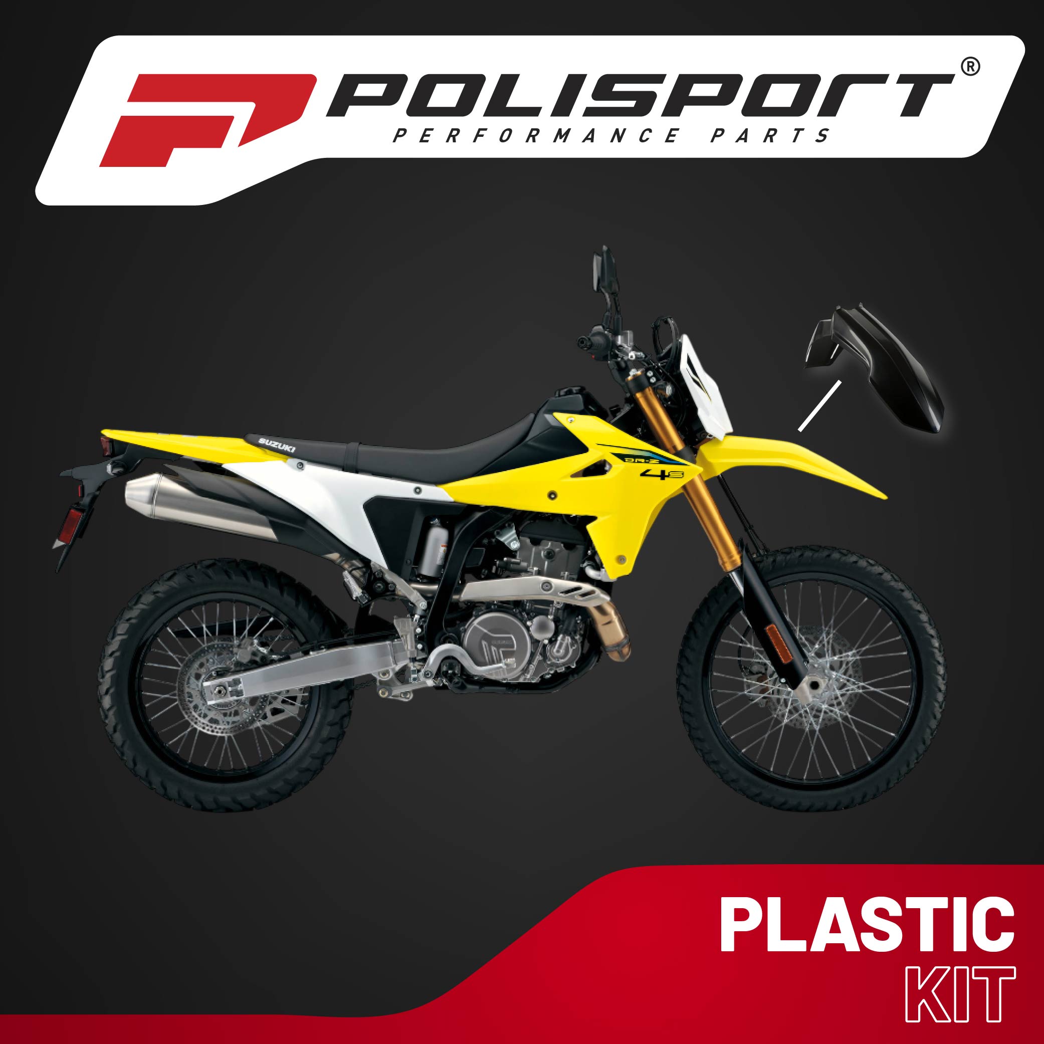 Polisport Motocross (MX) Restyle Front Fender for Suzuki DR-Z400E (2000-24) Dirt Bike