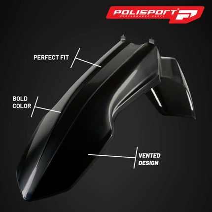 Polisport Motocross (MX) Restyle Front Fender for Suzuki DR-Z400E (2000-24) Dirt Bike - OEM Quality, Durable, Flexible & Perfect Fit - Black