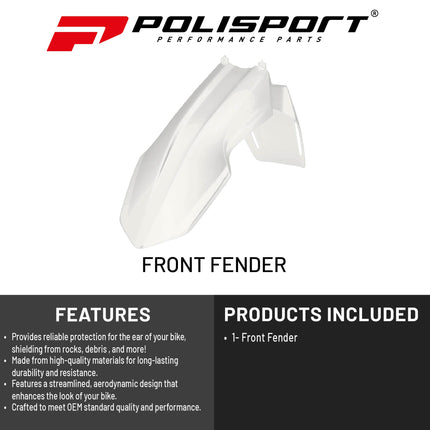 Polisport Motocross (MX) Restyle Front Fender for Suzuki DR-Z400E (2000-24) Dirt Bike - OEM Quality, Durable, Flexible & Perfect Fit - White