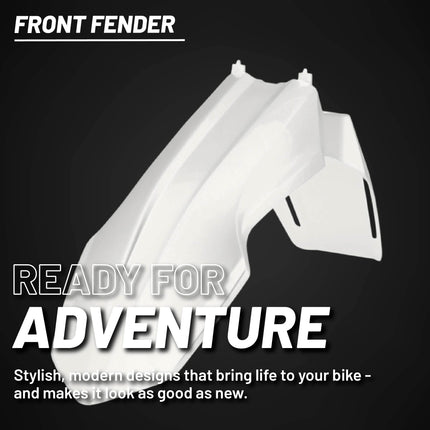 Polisport Motocross (MX) Restyle Front Fender for Suzuki DR-Z400E (2000-24) Dirt Bike - OEM Quality, Durable, Flexible & Perfect Fit - White