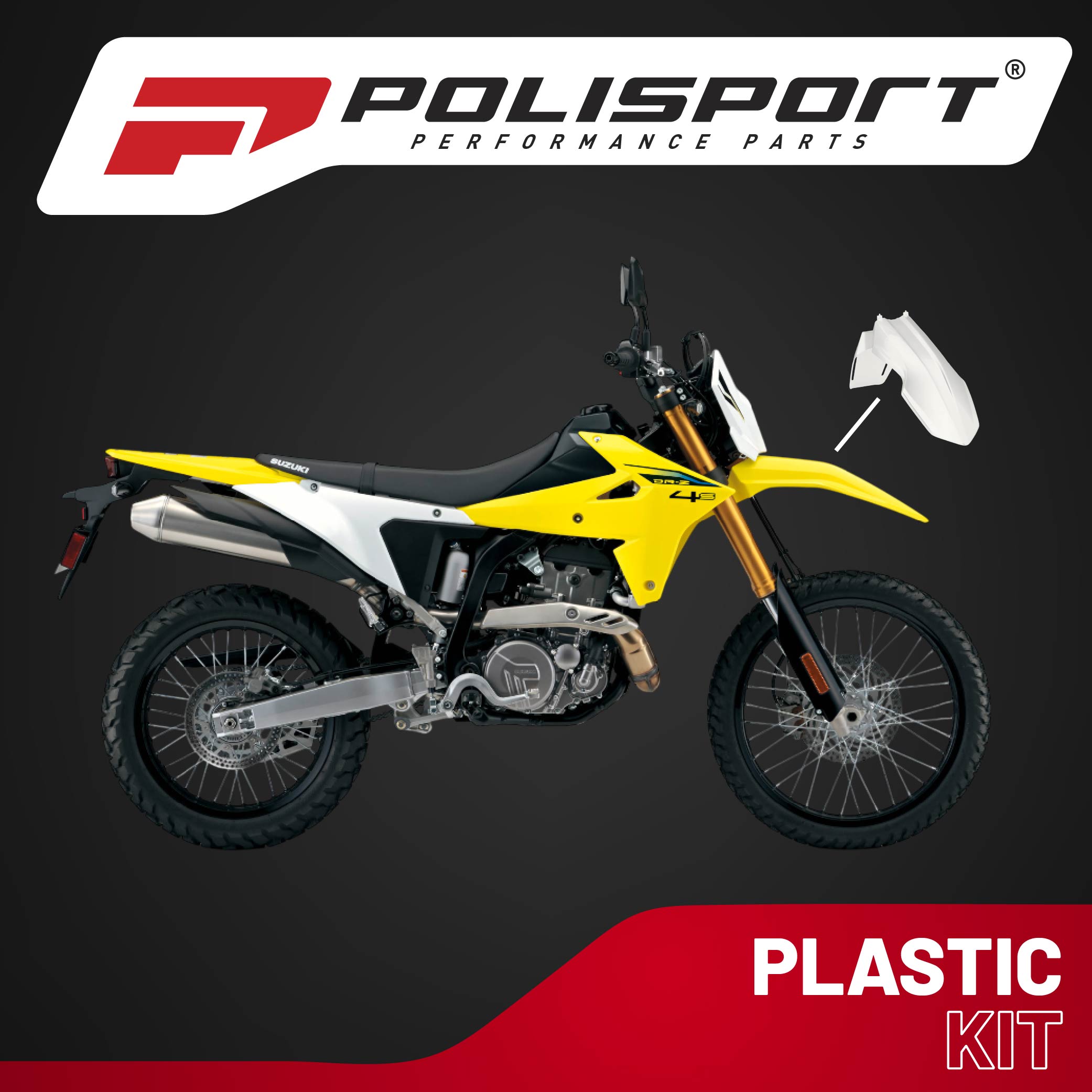 Polisport Motocross (MX) Restyle Front Fender for Suzuki DR-Z400E (2000-24) Dirt Bike