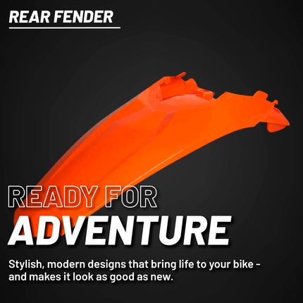 Polisport Motocross (MX) Rear Fender for KTM EXC/EXC-F / XC-W/XCF-W / SX/SX-F (2011-16) Dirt Bike - OEM Quality, Durable, Flexible & Perfect Fit - Orange