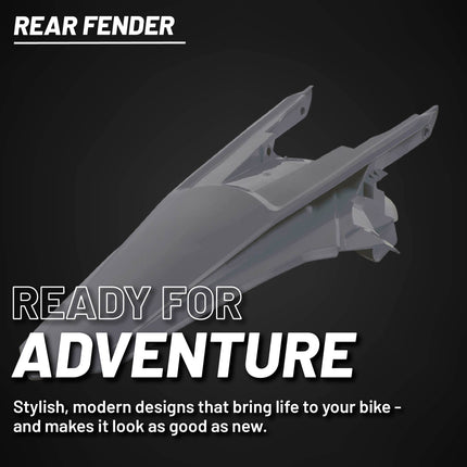 Polisport Motocross (MX) Rear Fender for KTM EXC/EXC-F / XC-W/XCF-W / SX/SX-F (2011-16) Dirt Bike - OEM Quality, Durable, Flexible & Perfect Fit - Nardo Grey