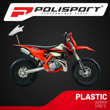 Polisport Motocross (MX) Rear Fender for KTM EXC/EXC-F/XC-W/XCF-W (2017-19) Dirt Bike - OEM Quality, Durable, Flexible & Perfect Fit - White