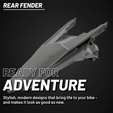 Polisport Motocross (MX) Rear Fender for KTM EXC/EXC-F/XC-W/XCF-W (2017-19) Dirt Bike - OEM Quality, Durable, Flexible & Perfect Fit - Nardo Grey