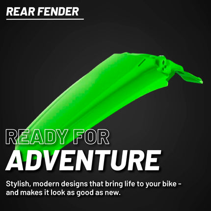Polisport Motocross (MX) Rear Fender for Kawasaki KX-F 450 (2019-22) Dirt Bike - OEM Quality, Durable, Flexible & Perfect Fit - Green