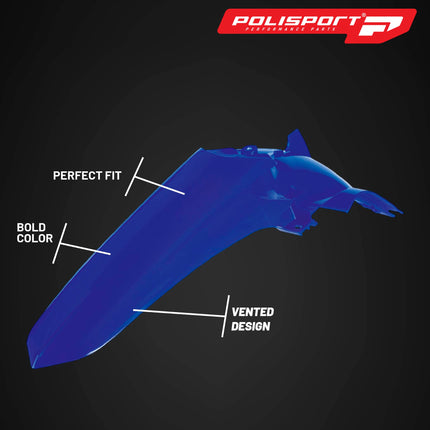 Polisport Motocross (MX) Rear Fender for Yamaha YZ 125/250 (2022-26) Dirt Bike - OEM Quality, Durable, Flexible & Perfect Fit - Blue