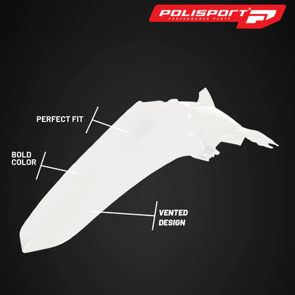 Polisport Motocross (MX) Rear Fender for Yamaha YZ 125/250 YZ 125X/250X (2022-26) Dirt Bike - OEM Quality, Durable, Flexible & Perfect Fit - White