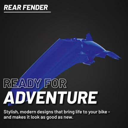 Polisport Motocross (MX) Rear Fender for Yamaha YZ 125/250 (2022-26) Dirt Bike - OEM Quality, Durable, Flexible & Perfect Fit - Blue Metal