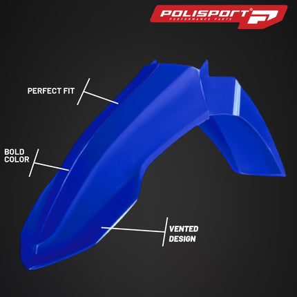 Polisport Motocross (MX) Front Fender for Yamaha YZ 125/250 (2023-26) Dirt Bike - OEM Quality, Durable, Flexible & Perfect Fit - Blue