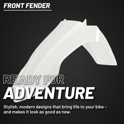 Polisport Motocross (MX) Front Fender for Yamaha YZ 125/250 (2023-26) Dirt Bike - OEM Quality, Durable, Flexible & Perfect Fit - White