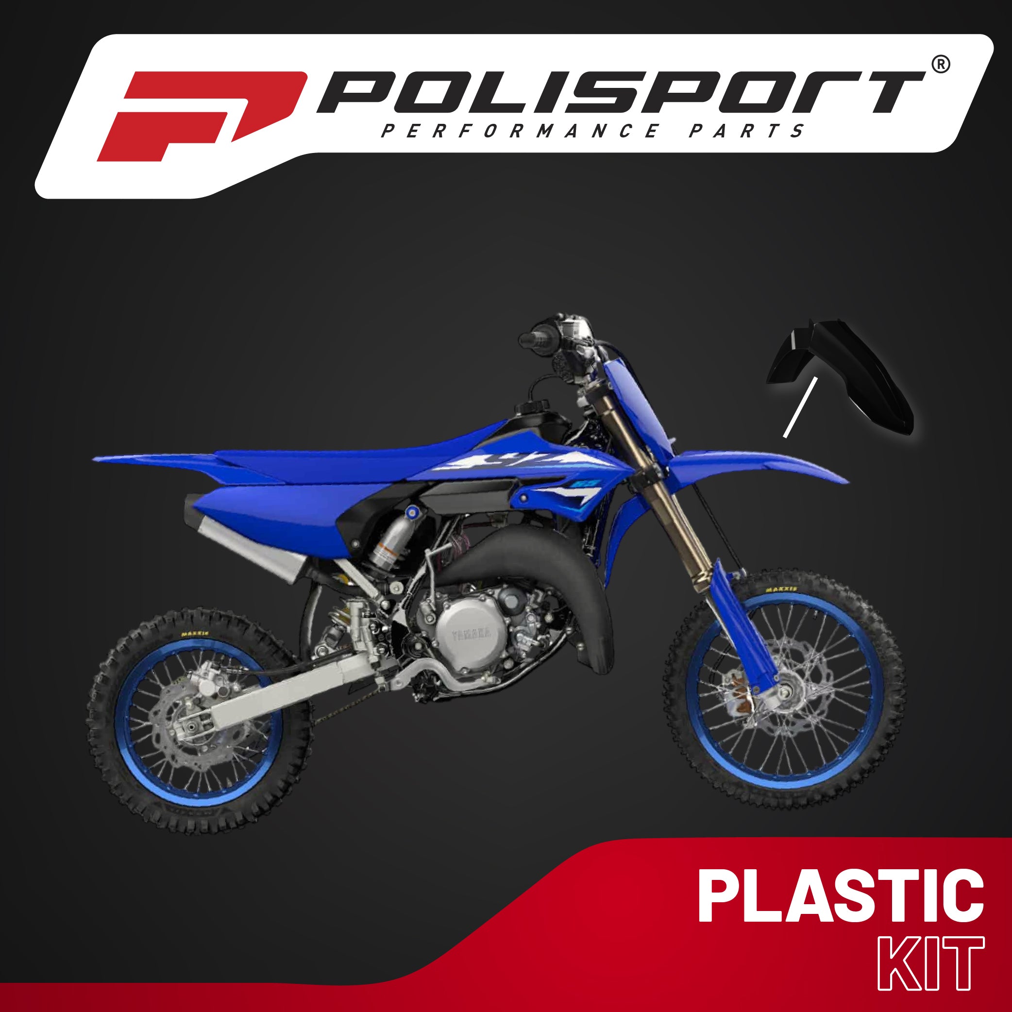 Polisport Motocross (MX) Front Fender for Yamaha YZ 125/250 (2023-26) Dirt Bike (Black)