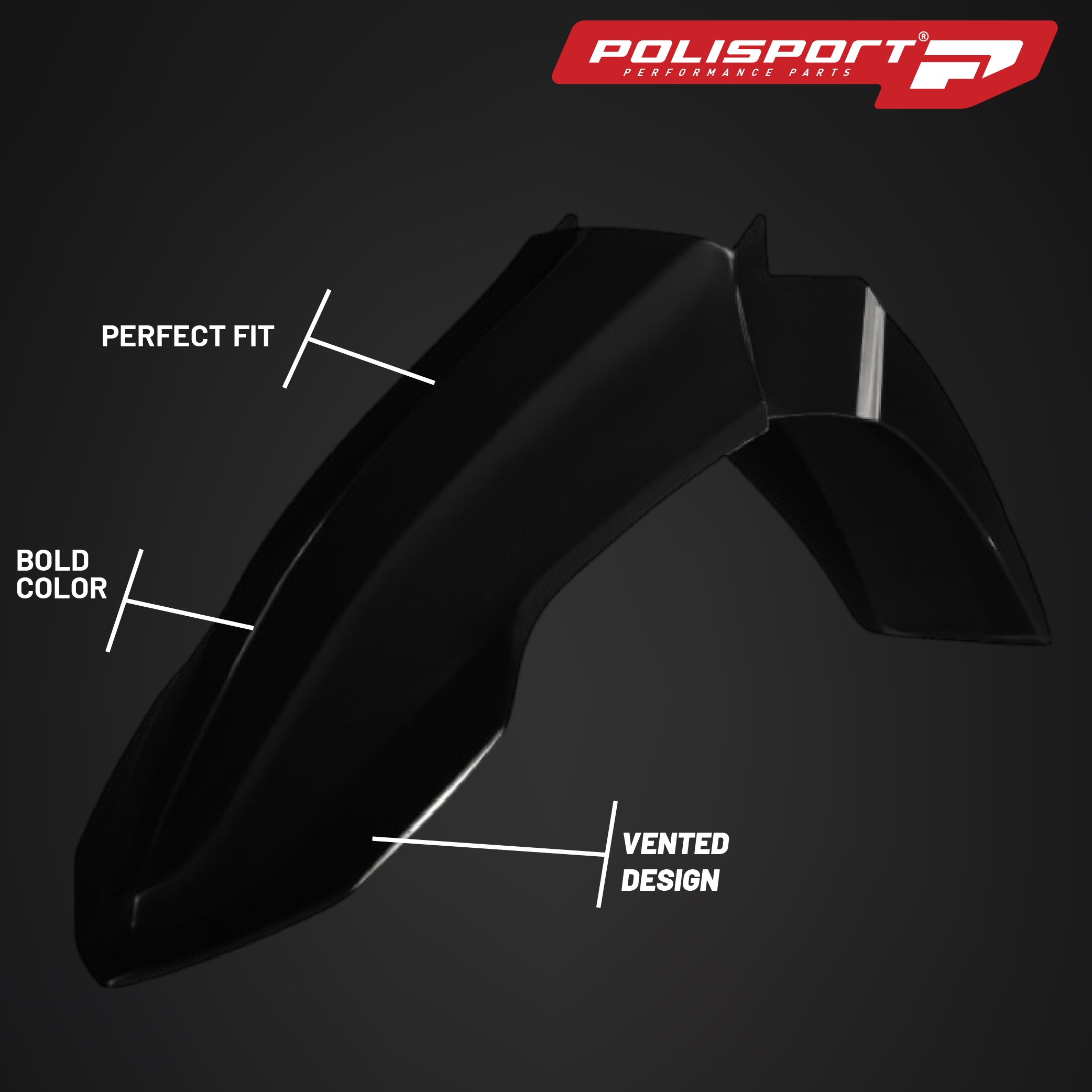 Polisport Motocross (MX) Front Fender for Yamaha YZ 125/250 (2023-26) Dirt Bike (Black)