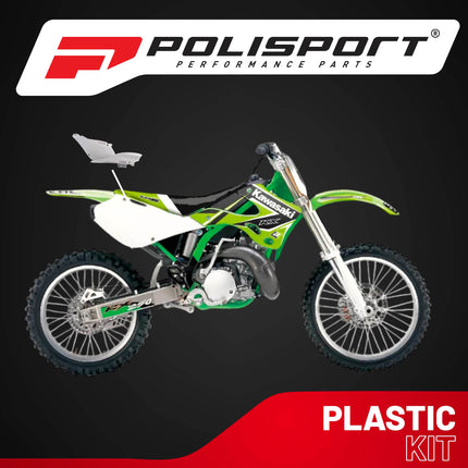 Polisport Motocross (MX) Replica Plastics Side Panels for Kawasaki KX 125/KX 250 (1999-02) Dirt Bike - OEM Quality, Durable, Flexible & Perfect Fit - White