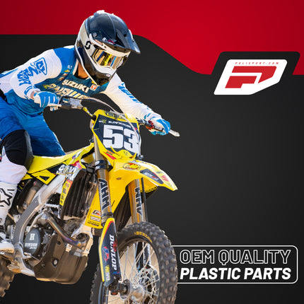 Polisport Motocross (MX) Replica Plastics Side Panels for Suzuki RM 125/250 (2001-08) Dirt Bike - OEM Quality, Durable, Flexible & Perfect Fit - Black