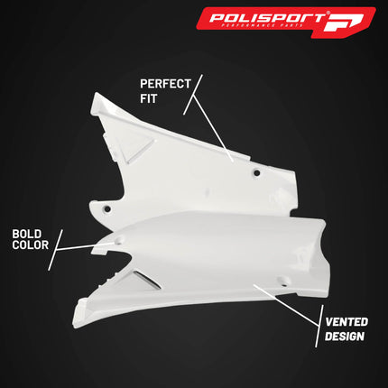 Polisport Motocross (MX) Replica Plastics Side Panels for Honda CR 125R/CR 250R (2000-01) Dirt Bike - OEM Quality, Durable, Flexible & Perfect Fit - White