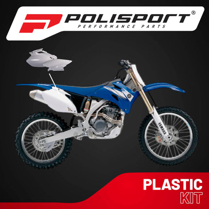 Polisport Motocross (MX) Replica Plastics Side Panels for Yamaha YZ 250F/450F (2003-05) Dirt Bike - OEM Quality, Durable, Flexible & Perfect Fit - White