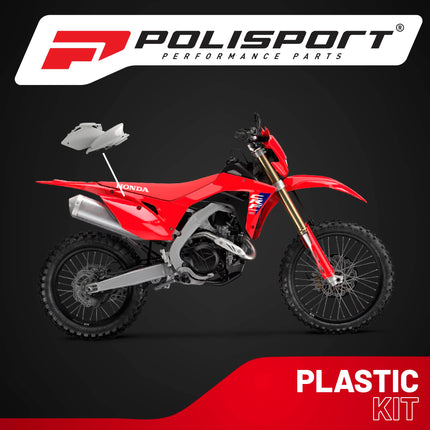 Polisport Motocross (MX) Replica Plastics Side Panels for Honda CRF 450R (2005-06) Dirt Bike - OEM Quality, Durable, Flexible & Perfect Fit - White