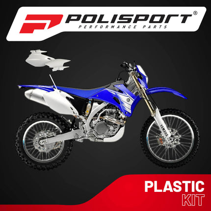 Polisport Motocross (MX) Replica Plastics Side Panels for Yamaha WR 250F/450F (2007-14) Dirt Bike - OEM Quality, Durable, Flexible & Perfect Fit - White/Black