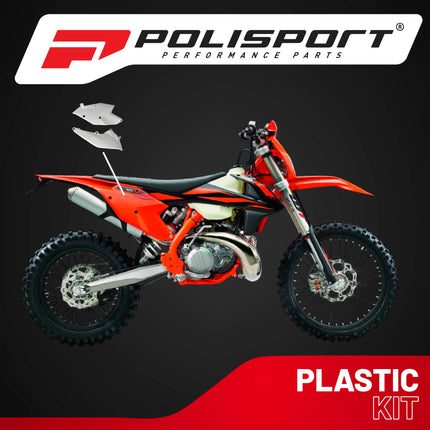 Polisport Motocross (MX) Replica Plastics Side Panels for KTM SX/XC250/XC300 (2017-18) Dirt Bike - OEM Quality, Durable, Flexible & Perfect Fit - White