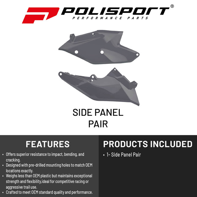 Polisport Motocross (MX) Replica Plastics Side Panels for KTM SX/SXF/XCF (2016-18) Dirt Bike - OEM Quality, Durable, Flexible & Perfect Fit - Nardo Grey