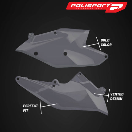Polisport Motocross (MX) Replica Plastics Side Panels for KTM SX/SXF/XCF (2016-18) Dirt Bike - OEM Quality, Durable, Flexible & Perfect Fit - Nardo Grey