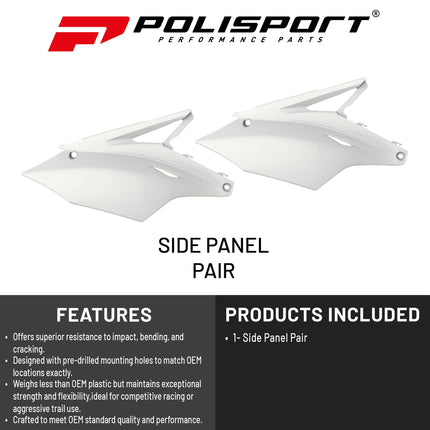 Polisport Motocross (MX) Replica Plastics Side Panels for Kawasaki KX 450F (2016-18), Kawasaki KX 250F (2017-20) Dirt Bike