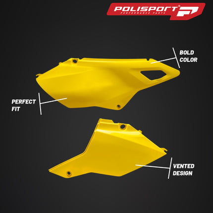 Polisport Motocross (MX) Restyling Side Panels for Suzuki DR-Z400 (2000-24) Dirt Bike - OEM Quality, Durable, Flexible & Perfect Fit - Yellow