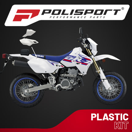 Polisport Motocross (MX) Restyling Side Panels for Suzuki DR-Z400 (2000-24) Dirt Bike - OEM Quality, Durable, Flexible & Perfect Fit - White